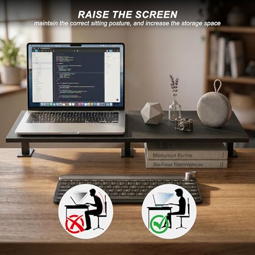 30-Inch Desktop Clamp-on Shelf & Monitor Riser, 2-in-1 Reversible Design – Fits Either Side of Desk, C-Clamp for Stability, Holds 44 lbs, for Gaming PC, Console & Office Setup - size: 30 Inches