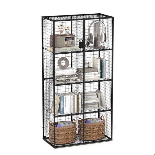 Wire Storage Cube, 8 Cube Metal Storage Organizer, Display Modular Bookshelf Shelf, Closet Cabinet for Bedroom, Office, Black