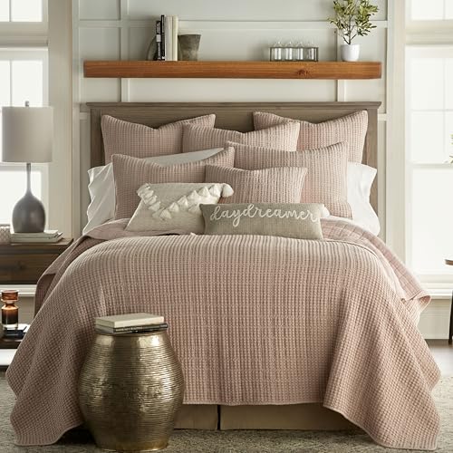Levtex Home - Mills Waffle - Twin Quilt Set - Blush Cotton Waffle - Quilt Size (68 x 86in.), Sham Size (26 x 20in.) - color: Blush, size: Twin Quilt