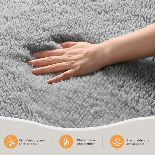 Zentavio Area Rugs for Living Room Grey Rugs for Bedroom 4x6 Carpet Fluffy Furry Soft Shag Aesthetic Plush High Pile Gray Throw Rug for Nursery Kids Room Dorm - color: Grey, size: 4' x 6' (Rectangular)