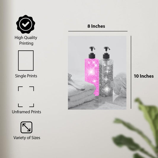 ALPINE INK CO. Soap Bottle Still Life Poster - Glitter Photography - Modern Bathroom Wall Decor for Home, Office, Bedroom, Clean Interior Design - 8x10 Unframed Print - color: Style-14, size: 8"L x 10"W