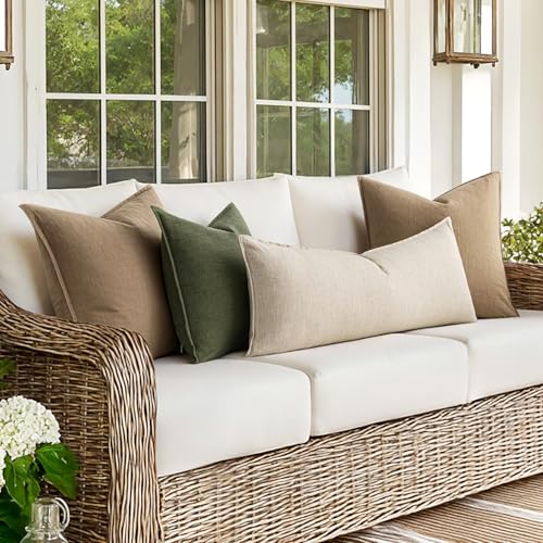 MIULEE 장식용 리넨 요추 베개 커버 35.6x91.4cm 내추럴 베이지 | Boho Farmhouse 뉴트럴 소파 침대용 롱 스로우 베개, 액센트 모던 베개 커버 1팩, 소파 거실 홈 데코 - color: 내추럴 베이지., size: 36" x 14" (Pack of 1)