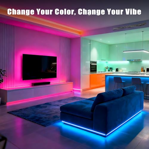 DAYBETTER Smart RGB Led Strip Lights, 150ft Led Lights for Bedroom with App Control, Multicolor Changing Led Light Strips Apply for Home Decor, Living Room, Kitchen, Home Party Decoration - size: 150 ft