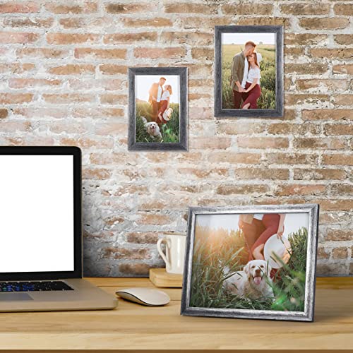 Giftgarden 10-Pack Distressed Silver Picture Frames for Various Sizes Photos, Four 4x6, Four 5x7, Two 8x10, Multi Assorted Antique Silver Frame Collage for Wall or Tabletop - color: Silver Without Mat