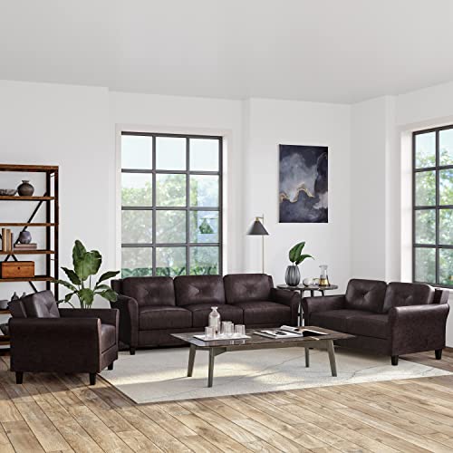 Studio Living Harrington 80.3" Sofa, Transitional Modern, Pocket Coil Comfort, Easy Assembly, Vegan Leather, Java - color: Java, size: Sofa