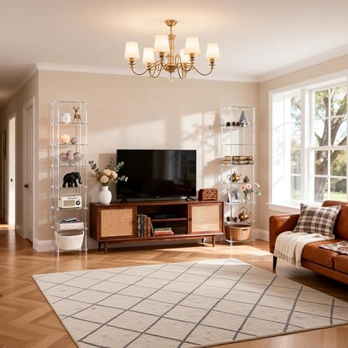 Acrylic Bookshelf, Small Bookcase, Standing Freestanding Corner Storage Shelves Display Shelf for Living Room, Bedroom (Clear, 8 Tier) - size: 8 Tier