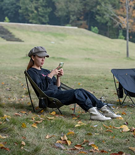 Low Ultralight Compact Folding Chair (Black) | with Side Pocket and Carry Bag, for Camping Backpacking Hiking - color: Black