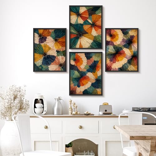 SIGNWIN Framed Poster Set Colorful Abstract Floral Bold Petal Burst Botanical Illustrations Modern Art Decorative Minimalist Multicolor for Bedroom - 11"x14"x4 BLACK - color: A03-2603-EDW12, size: 11"L x 14"W, style: Black Frame