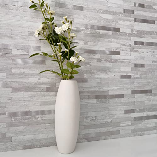 DICOFUN 10-Sheet Peel and Stick Backsplash Tile, White Birch PVC Mixed Metal Stick on Backsplash Tiles for Kitchen, 9.4 sq.ft - color: White Birch and Metal Silver, size: 10 Sheets, 12’’x12’’x0.12’’