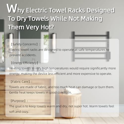 P&Dlusir EL15 Towel Warmer, 5 Bar, Matte Black | Heated Towel Rack, Fast Heat & Fast Dry, Smart Timer & Thermo Control, Stainless Steel, Hard-Wired/Plug-in - color: Matte Black, size: 5 Bar
