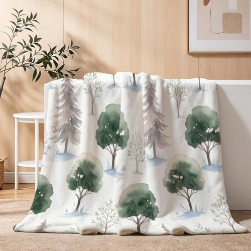 Watercolor Forest Throw Blanket Ultra-Soft Flannel Fleece 40" x 50" | Yujiiso Watercolor Forest Blanket Lightweight Decor for Living Room, Bedroom, Office and Travel, Home Decor Gift - color: Watercolor Forest, size: 40"x50"