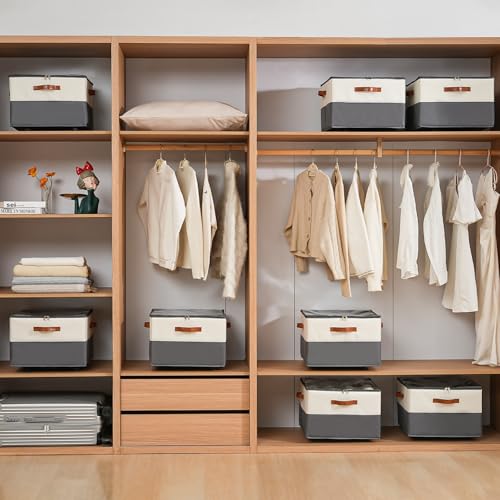 INSTY 2 Pack Shoe Organizer for Closet,Shoe Storage Organizer with Wheels, Fits up to 32 Pairs,Adjustable Dividers,Fabric Shoe Storage Bins with Clear Cover,Beige and Grey - color: 2 Pack Beige and Grey with Wheels