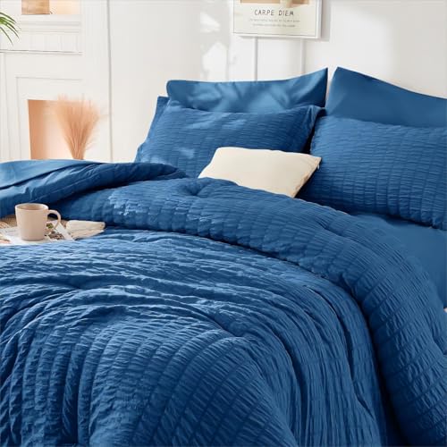 HYMOKEGE Teal Twin Size Duvet Cover, Ultra Soft 2-Piece Seersucker Duvet Cover Set with Zipper Closure, Soft Brushed Microfiber Bedding Set with 8 Corner Ties (68"x90", 1 Pillowshams) - color: 04 - Teal (No Comforter), size: Twin(68"×90")
