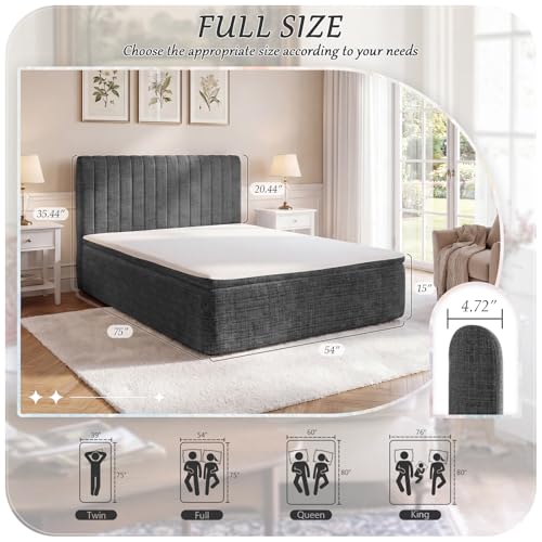 Full Compression Bed Boneless Bed Frame with Mattress and Headboard - color: Grey, size: Full