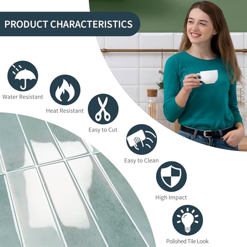 10 Sheets Upgraded Thicker Design Subway Tile Peel and Stick Backsplash | 12”×12”Self Adhesive Wall Tiles Stick on Back Splash for Kitchen,Bathroom,Camper(Azure Blue) - color: Azure Blue