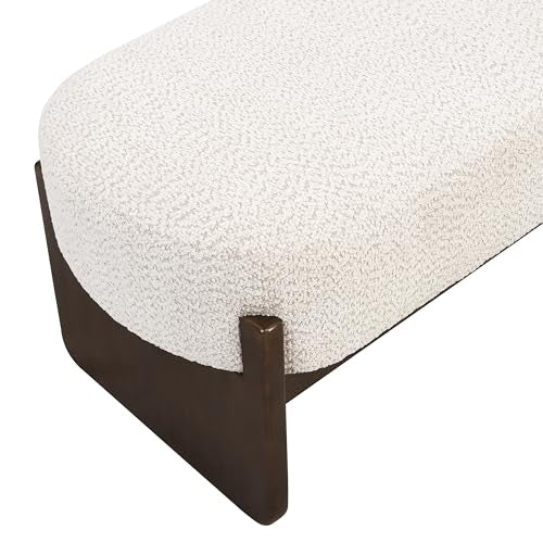 Christopher Knight Home Arden Minimalist Style Rectangular Loop Yarn Fabric Ottoman Bench, Rubberwood Frame, Entryway Bench, Living Room Sofa Extra Seat, End of Bed Footstool, Beige+Brown - color: Beige+brown