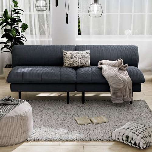 Ribilake 70" Futon Sofa Bed, 4 in 1 Multi-Function Couch Sleeper with Adjustable Backrest, Modern Convertible Futon, Recliner Small Loveseat for Living Room, Office, Grey - color: Grey, size: 1Set