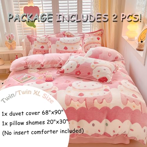 MorroMorn Twin Bedding Sets, Pink Duvet Cover Set, Kawaii Cream Cake Fluffy Comforter Covers Blanket Ultra Soft for Girls Kids Toddler Teen Women Twin/Twin XL Size - color: Cream Cake, size: Twin/Twin XL