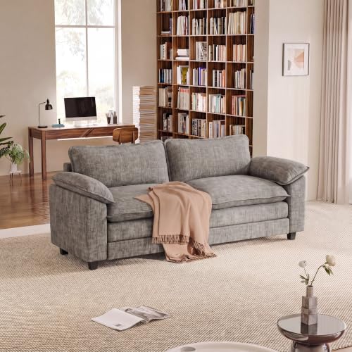 Homall 79.3" Loveseat Sofa, Cloud Sofa Couch, Deep Seat, Light Grey | Comfy Chenille, Double Layer Cushion, Wide Armrest, High-Density Foam, Sturdy Frame, Easy Assembly, for Living Room - color: Light Grey, size: Loveseat Sofa