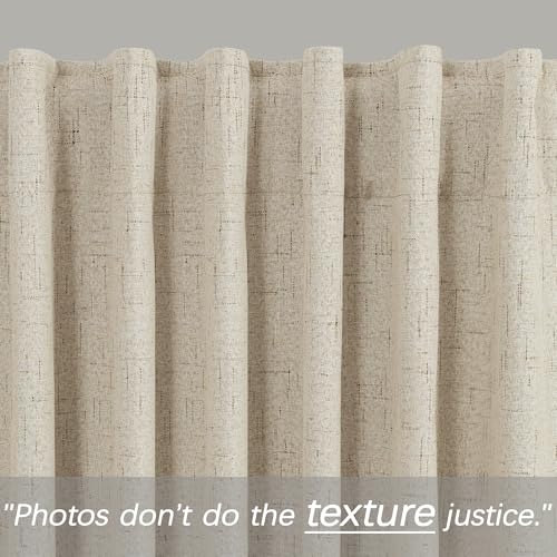 KOUFALL Bathroom Curtains Window,Short Natural Linen Blackout Curtains 45 Inches Long - color: Natural Linen/Tan Beige, size: 52"W x 45"L (Pack of 2)
