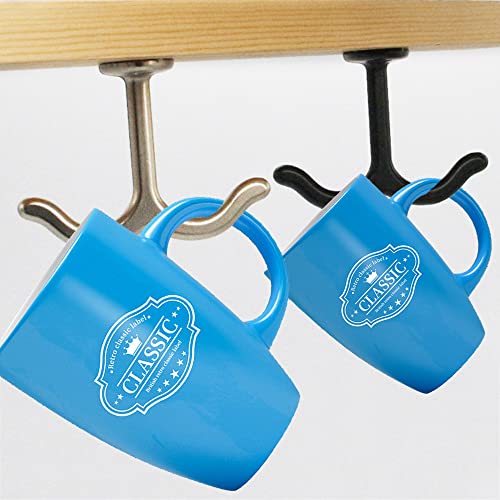 10 Pcs Zinc Alloy Ceiling Double Hook Cabinet Wardrobe Coat Towel Hat Hook Hooks Under Cabinet Shelf (Shiny Silver) - color: Shiny Silver