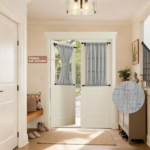 Tollpiz Small Linen Door Curtains Doorway Semi Sheer Curtain Room Divider Light Filtering Drape Dual Rod Pocket Boho Window Curtains for Closet, 25 x 40 inches Long, Silver Grey, 1 Panel - color: Silver Grey, size: 25"W x 40"L (Pack of 1)