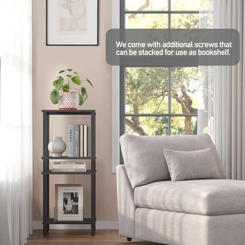 TUTOTAK End Table with Charging Station, Side Table Set of 2, Nightstand | 2-Tier Storage Shelf, Bedside Table with USB Ports, Sofa Table for Small Space, Livingroom, Bedroom Marble Black TB01BMK041 - color: Marble Black