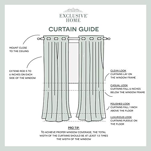 EXCLUSIVE HOME Medallion Room Darkening Blackout Grommet Top Curtain Panel Pair, 52"x63", Black Pearl - color: Black Pearl, size: 52"W x 63"L (Pack of 2)