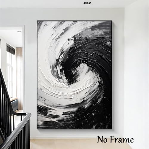 Black And White Abstract Wall Art Modern Art Canvas Textured Artwork For Walls Black And White Textured Painting Modern Abstract Picture Minimalist Textured Art Black And Grey Prints 16x24in No Frame - color: D, size: 16"L x 24"W