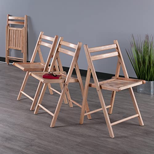 Winsome Robin Folding Chair Set of 4, Natural | Convenient & Lightweight Portable Kitchen & Dining Chairs for Small Homes & Apartments, Indoor & Outdoor Foldable Seating - color: Natural Finish