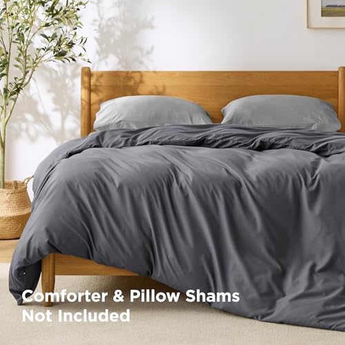 Bedsure Duvet Cover Queen Size, 1Pc Soft Double Brushed Bedding, Dark Grey | For Kids & Adults, 90"x90", Only 1 Comforter Cover, No Pillow Shams, Hotel Luxury, Breathable, Lightweight, Zipper Closure - color: 00 - Dark Grey, size: Queen (Only Duvet Cover)