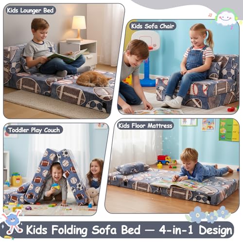 Folding Sofa for Kids, Toddler Washable Foldable Floor Nap Mat, Child Fold Up Sofa Futon Folding Chair with Storage Bag for Girls Boys, Ball - color: Ball