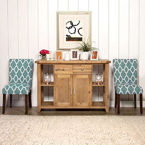 HomePop Parsons Classic Upholstered Accent Dining Chair, Set of 2, Teal and Cream Geometric - color: Teal and Cream, style: Pack of 2