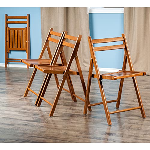 Winsome Robin Folding Chair Set of 4, Teak | Convenient & Lightweight Portable Kitchen & Dining Chairs for Small Homes & Apartments, Indoor & Outdoor Foldable Seating - color: Teak
