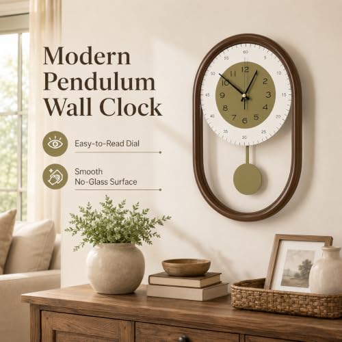 Modern Minimalist Metal Pendulum Wall Clock for Living Room Décor | 8*15.5 Inch Silent Battery Operated Decorative Kitchen Wall Clock Art Aesthetics Unique Home Decor - color: Gray