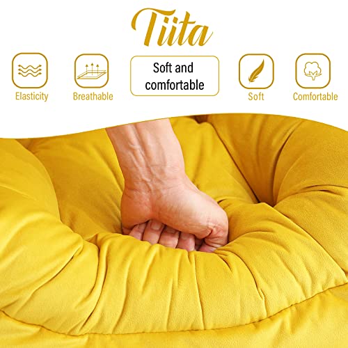 Lazy Chair with Ottoman, Comfy Reading Accent Chair, Velvet Yellow | Foldable Footrest, Padded Seat and Backrest, Side Pocket for Lounging in Living Rooms, Bedrooms, Dorms and Small Spaces - color: Yellow