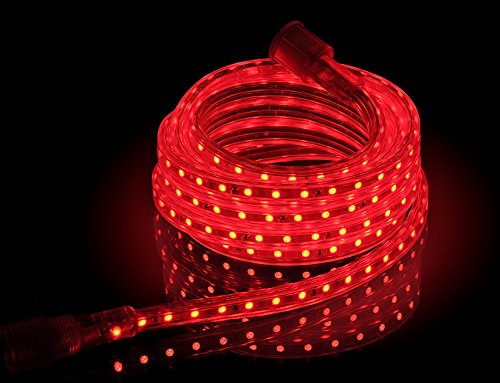 UL Listed, 13 Feet,Super Bright 3600 Lumen, Red, Dimmable, 110-120V AC Flexible Flat LED Strip Rope Light, 240 Units 5050 SMD LEDs, Indoor Outdoor Use, Ready to use - color: Red