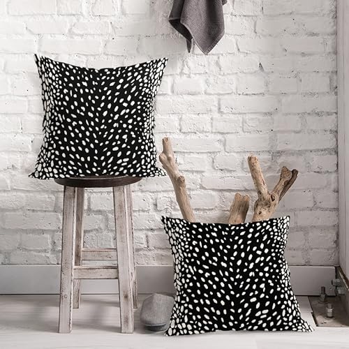 Antelope Black White Pillow Covers 18X18 Inch Neutral Animal Faux Fawn Decorative Pillow Cases Modern Euro Cotton Linen Throw Pillows Set of 2 Farmhouse Home Decor for Sofa Couch Porch Outdoor - color: 2-black Fawn, size: 18" x 18" (Pack of 2)