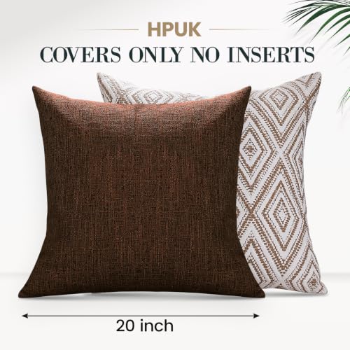 HPUK Throw Pillow Covers 20x20, Set of 4, Chocolate Couch Pillow Covers | Polyester fabric, patterned and solid designs, hidden zippers, machine washable, for sofas and beds, inserts not included - color: Chocolate, size: 20" x 20" (Pack of 4)