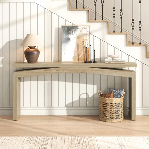 63 Inch Console Table for Entry Way Modern, Light Tan Wood | Farmhouse Entrance Tables Narrow Long, Wooden Couch Table Behind Sofa for Entryway, Living Room - color: Light Tan Wood