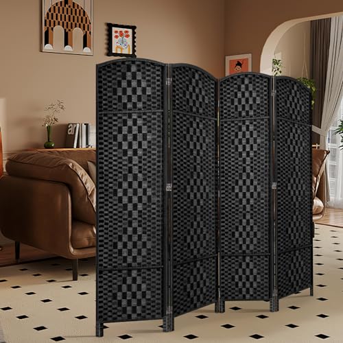 HALLYBEE Room Divider Panel,4 Panel Partition Room Dividers Screen, Black | Room Partition, Privacy Screen 6ft Tall Temporary Wall Divider,Room Divider Panel,Space Separation Separator Bedroom - color: Black, size: 4 Panel