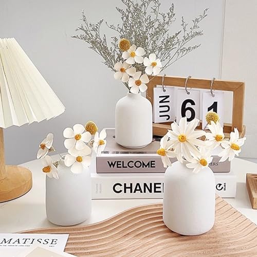Modern White Small Ceramic Vase Set of 12 for Living Room Bedroom 4.13'' Minimalist Fresh Flower Vases for Home Decor Office Fireplace Centerpieces Nordic Style Gift for Fake Plant 12 Pack - color: 12 Pack White - Style 5