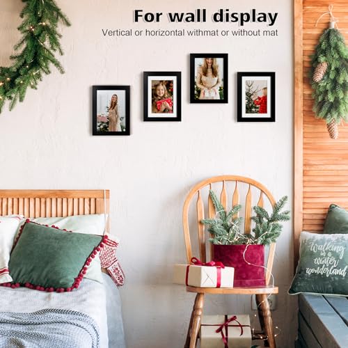 5x7 Picture Frame Black, Solid Wood Frames 5x7 with Acrylic Plexiglass for Pictures 4x6 With Mat,Tabletop and Wall Display, 5 x 7 Picture Frame Set of 4 - color: Black, size: 5x7