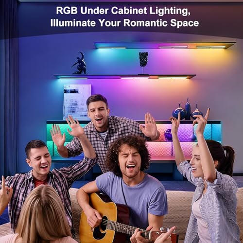 Under Cabinet Lighting,48LED RGB Rechargeable Under Cabinet Lights with Remote,Dimmable & 15 Color Temps,Magnetic Closet Light Bar,Wireless Under Counter Lights for Kitchen,Car,Shelf(5 Pack) - size: 5 Pack