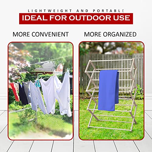 Peaceful Classics Wooden Laundry Rack - Amish Handmade Wooden Clothes Drying Rack - Foldable Drying Rack for Towel, Blanket, Linen Household Essentials - for Indoor Or Outdoor Use (52" x 36" x 16") - size: Medium