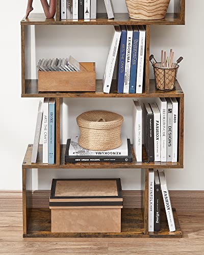 VASAGLE Custos Collection - Bookshelf, 5-Tier Bookcase, Tall Display Shelf, Freestanding Storage Shelf, Room Divider, for Home Office, Living Room, Bedroom, Study, Rustic Brown ULBC62BXS - color: Rustic Brown, style: 5-Tier (27.6"W)