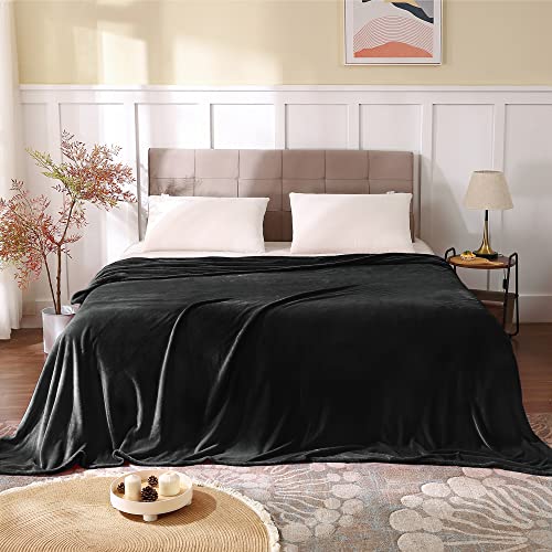 BEDELITE King Size Blanket for Bed, Luxury Plush Cozy Fuzzy Fleece Blanket 108x90 inches, Super Soft Warm Big Lightweight Throw Blanket All Seasons Suitable, Black (Pack of 2) - color: Black, size: King(108"x90") (Pack of 2)