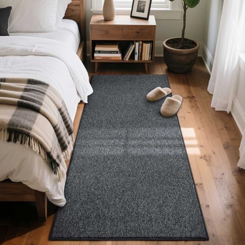 2x8 Grey Runner Rug Non-Slip Washable Soft Thin for Hallway Kitchen Bedroom | Soft丨Stays Put丨Door-Friendly Thin丨Pet Friendly丨Lays Flat丨Bathroom丨Laundry丨Entryway丨Indoor丨Playroom丨Carpet丨Area Rug丨Home Decor - color: Grey, size: 2' x 8' (Rectangular)