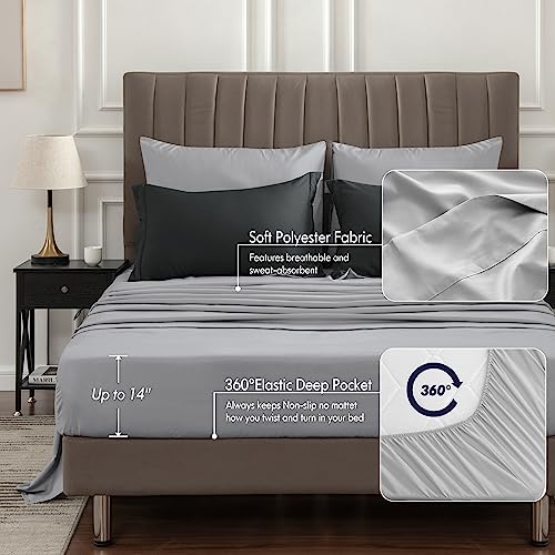 BEDELITE Queen Comforter Set 7 Pieces Bed in A Bag - Soft Microfiber Reversible Black Bed Set with Comforters, Sheets, Pillowcases & Shams, Cozy Luxury Bedding Sets for All Season (Pack of 2) - color: Black, size: Queen (Pack of 2)