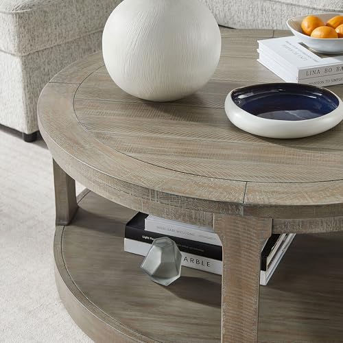 Round Nesting Coffee Table Set of 3, Mid Century Rustic Farmhouse Solid Wood Coffee Tables Center Table for Living Room Apartment, ø40 + ø24 + ø17.56 (Light Brown) - color: 40"+24"+17.56" Light Brown